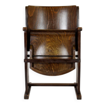 Vintage Cinema Chair TON (Thonet), 1940s Czech, Wooden Theatre Seat