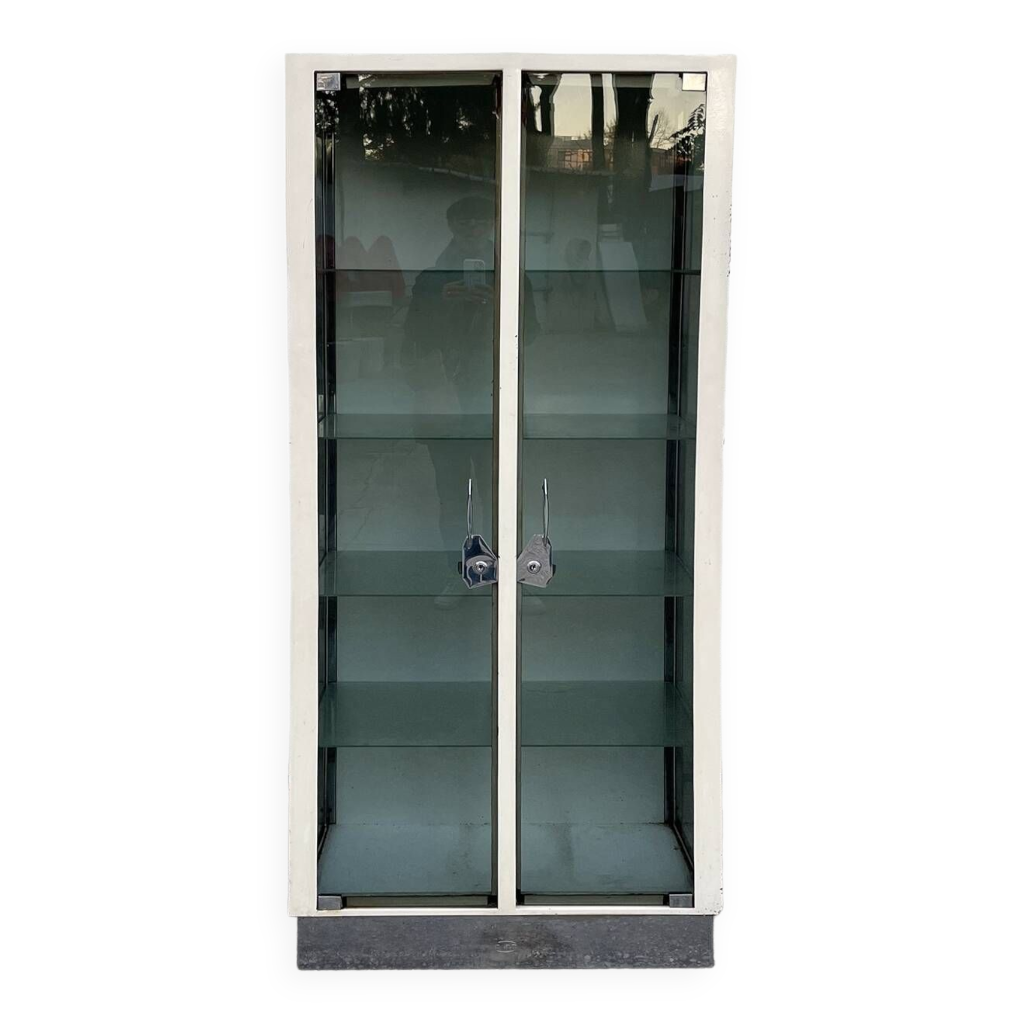 Old glass medical cabinet