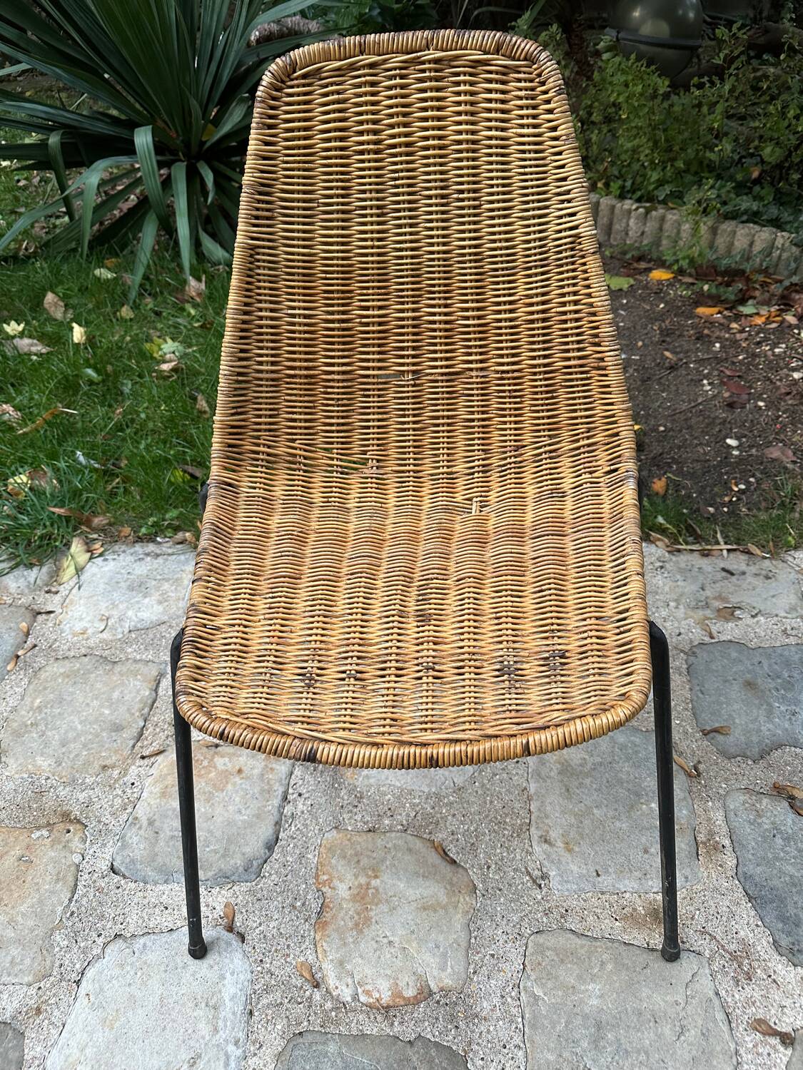 Woven rattan and metal chairs - 1950s/1960s