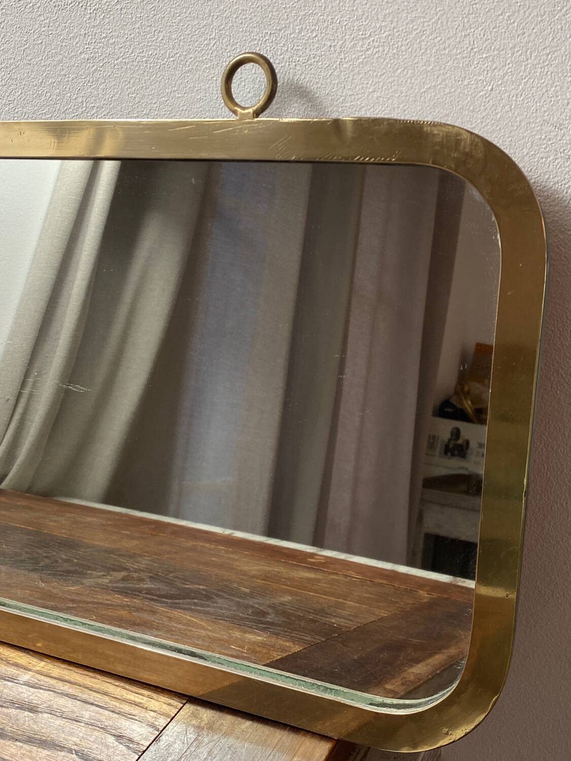 Grand miroir vintage en laiton