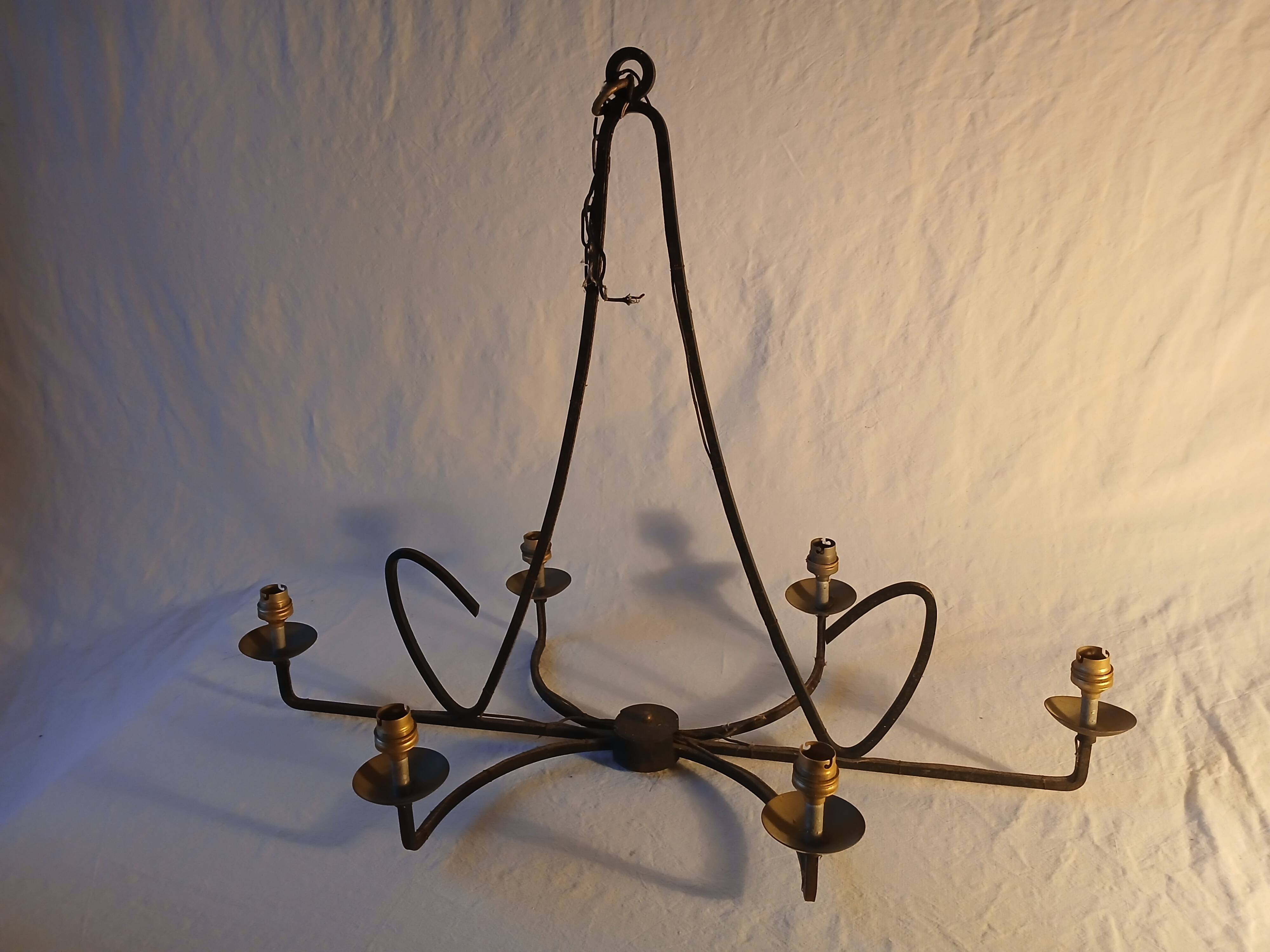 large wrought iron chandelier / 60s