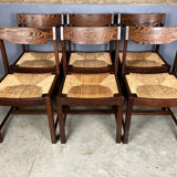 6 chairs rush Wenge Brutalist Mid Century