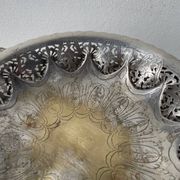 Openwork silver-plated metal fruit bowl or basket