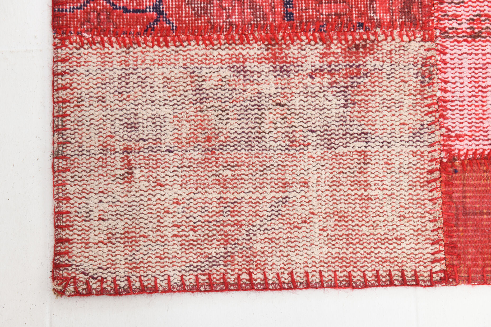 Tapis patchwork vintage en laine faite à la main 245x168cm