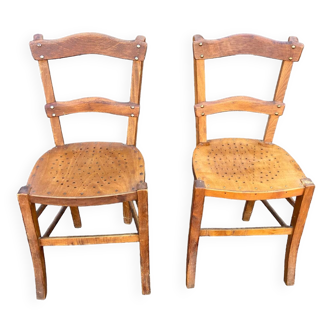 Chaises Bois Bistrot Vintage Estampillé Luterma