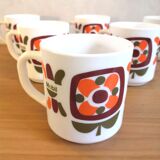 Series of 6 mugs design Mobil 70s
