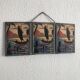 Miroir vintage 1940 triptyque barbier coiffeur bateau mer - 16 x 37 cm