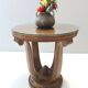 Table basse ronde Art déco en chêne et verre, Italie