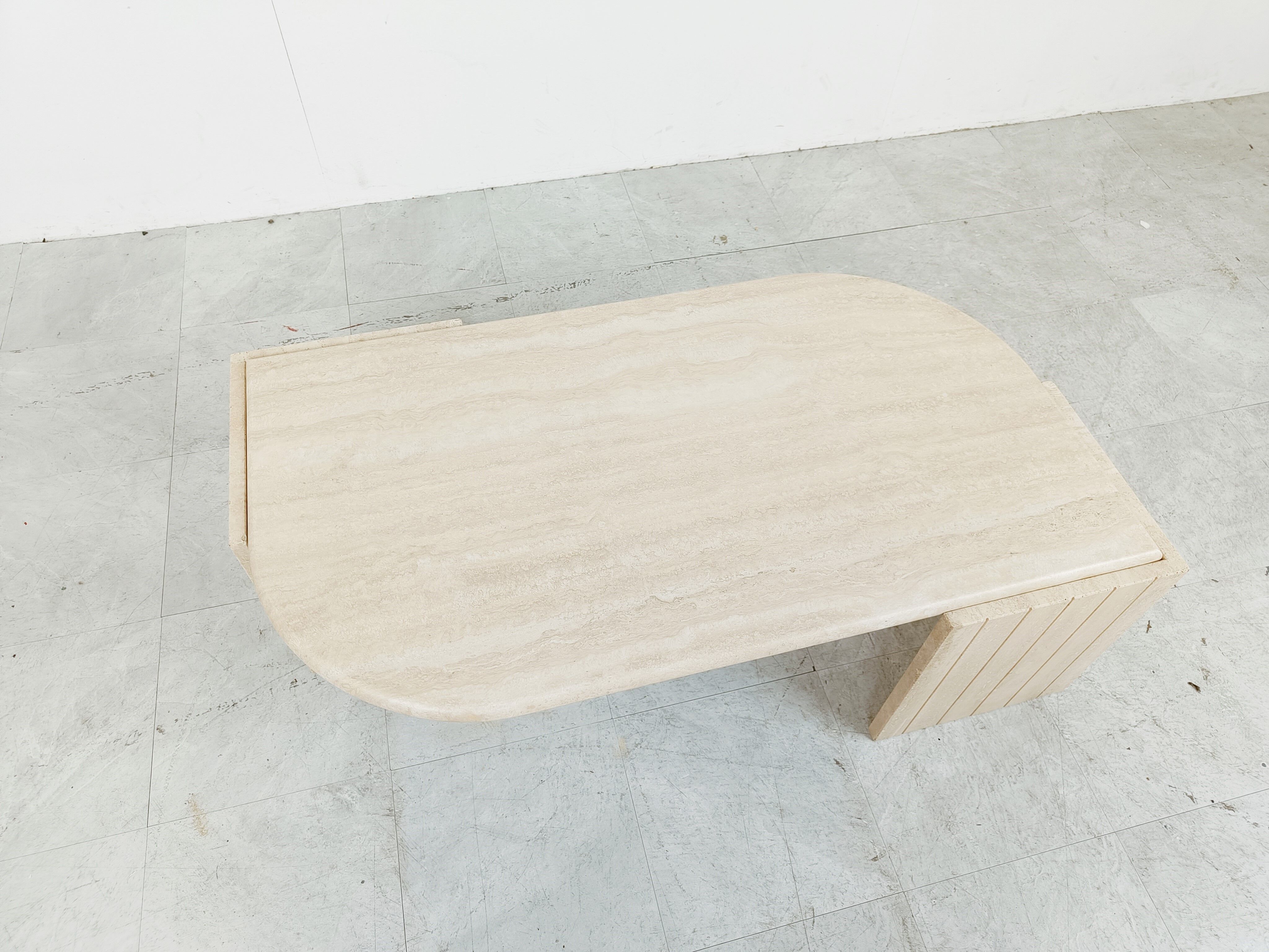 Vintage travertine coffee table, 1970s