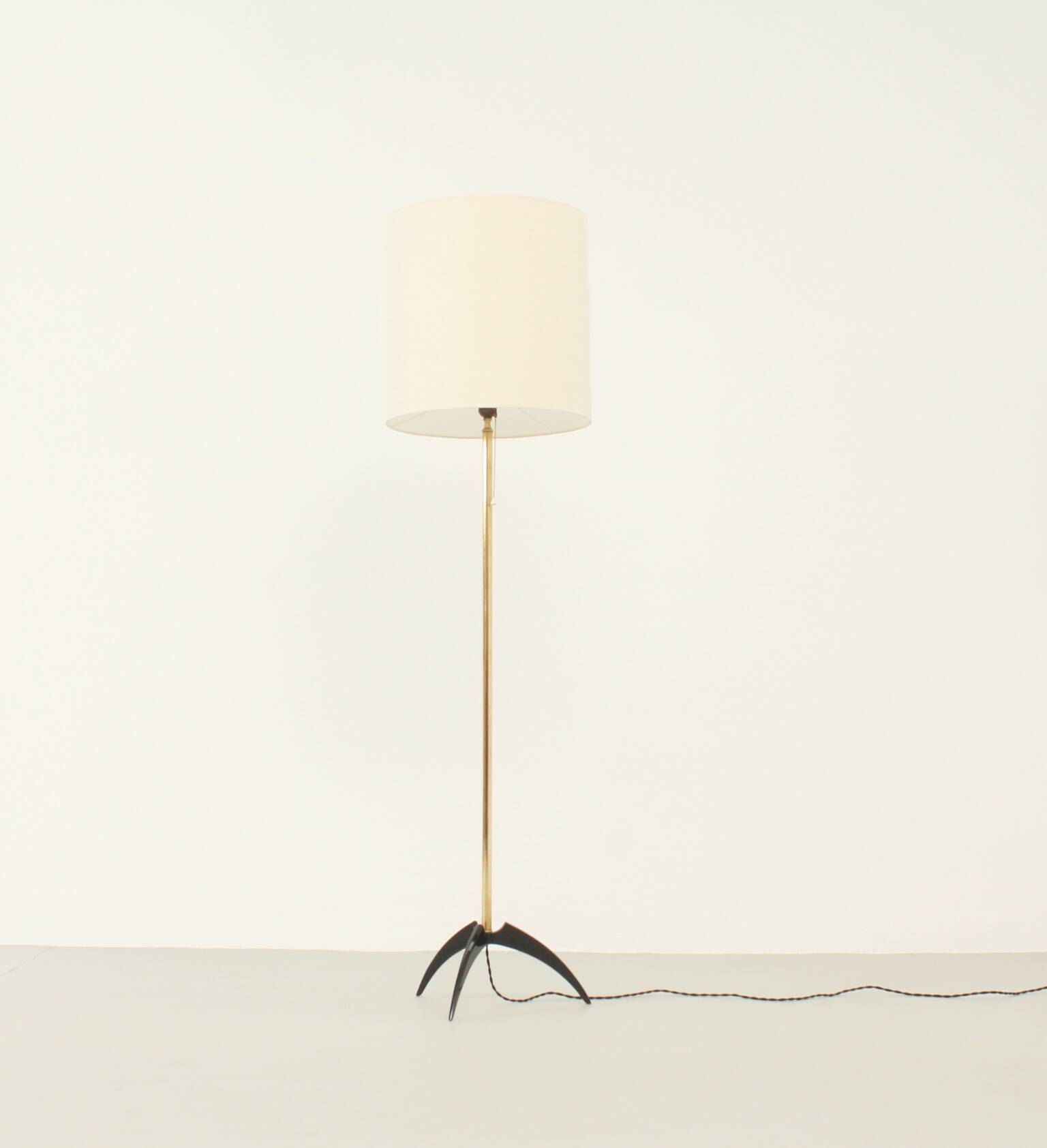 Brass and lacquered metal floor lamp, Spain, 1950s