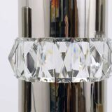 Three Bakalowits pendant lamps in nickel, brass, and faceted crystal, Austria, 1950s.