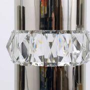Three Bakalowits pendant lamps in nickel, brass, and faceted crystal, Austria, 1950s.