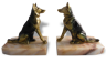 Ancien Serre livre art déco marbre et régule forme chien berger allemand signé Tedd
