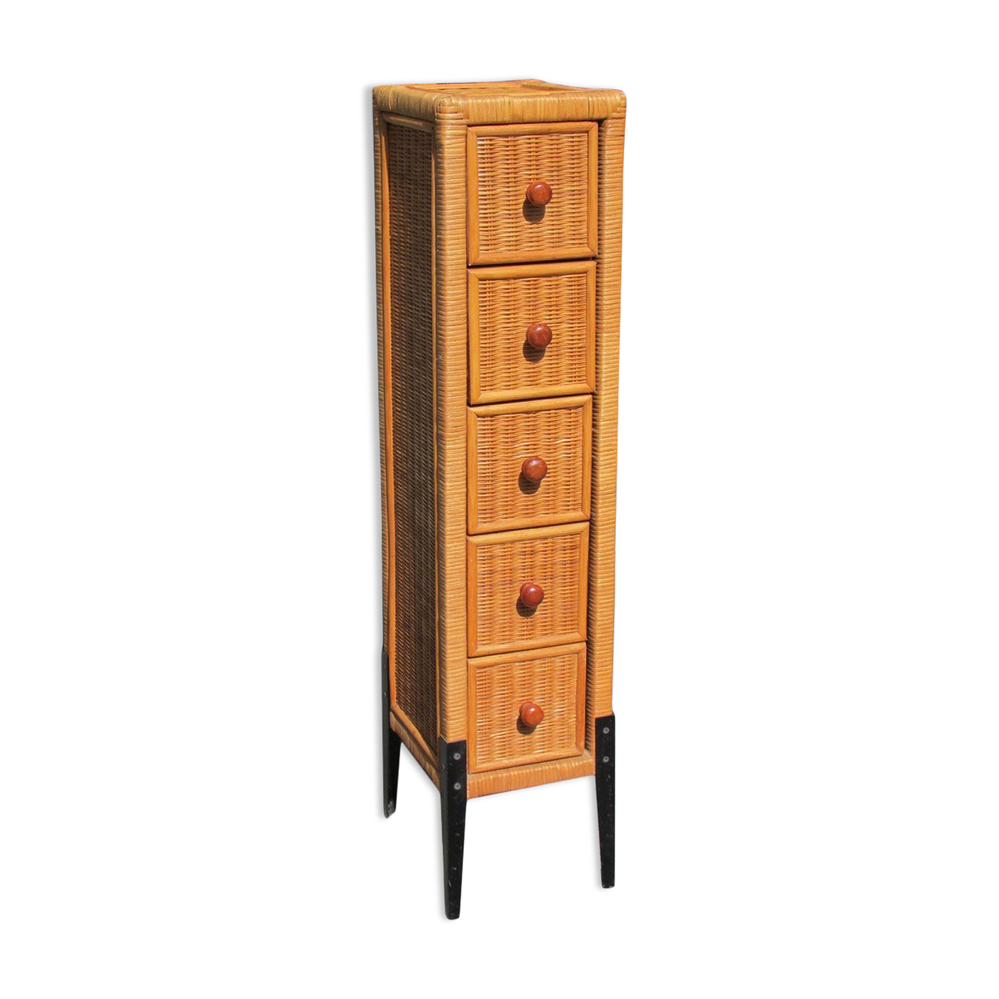 Rattan chiffonnier braided on metal feet