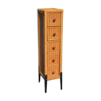 Rattan chiffonnier braided on metal feet