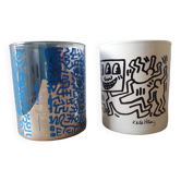 Paire de pots Keith Haring en opaline