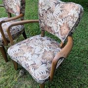 Paire de fauteuils bridge Art déco en bois massif, années 40-50