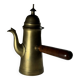 Antique oriental coffee pot, solid brass & wooden handle - 19th century Ottoman
