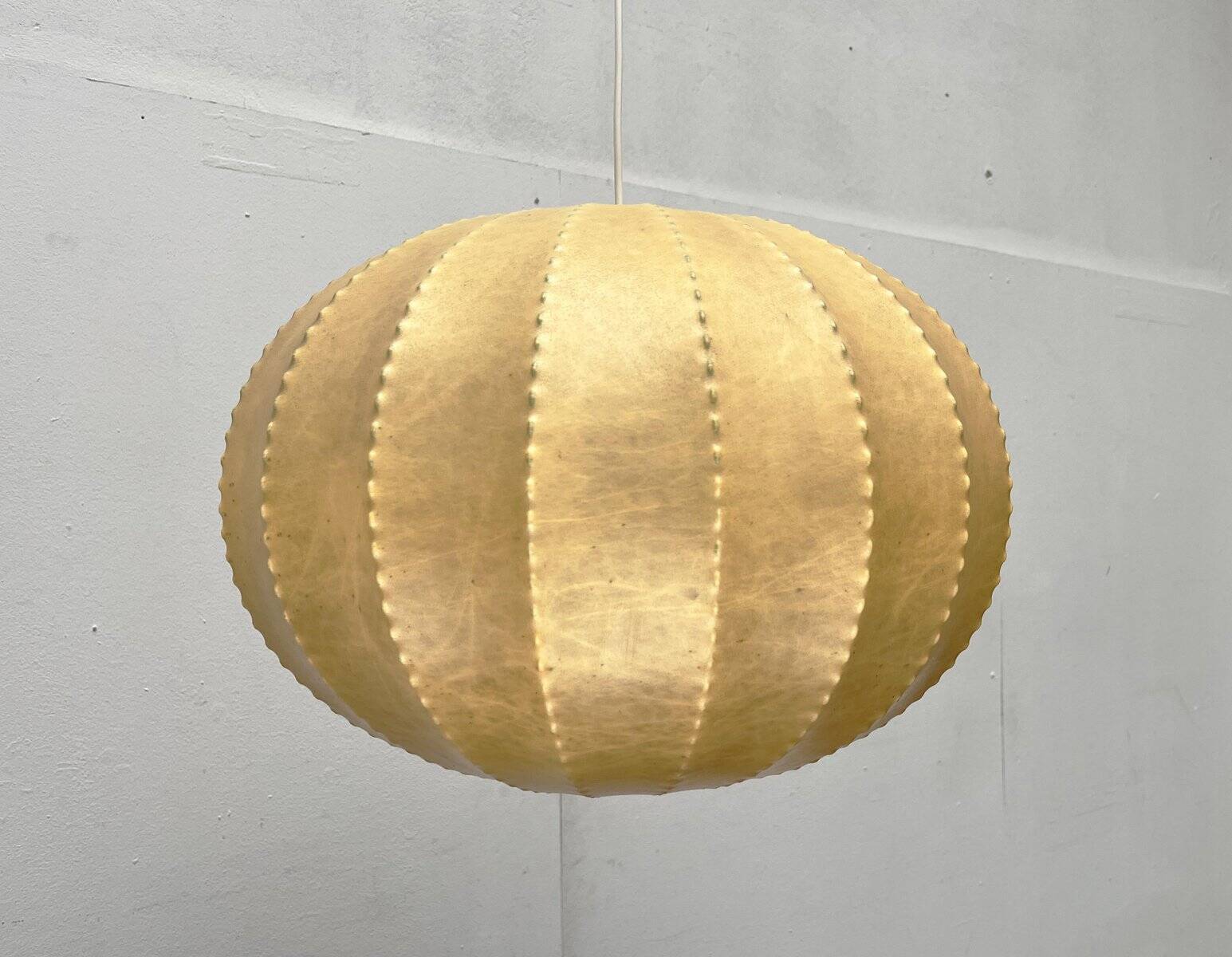 Modern mid-century German cocoon pendant lamp by Friedel Wauer for Goldkant Leuchten, 1960s.