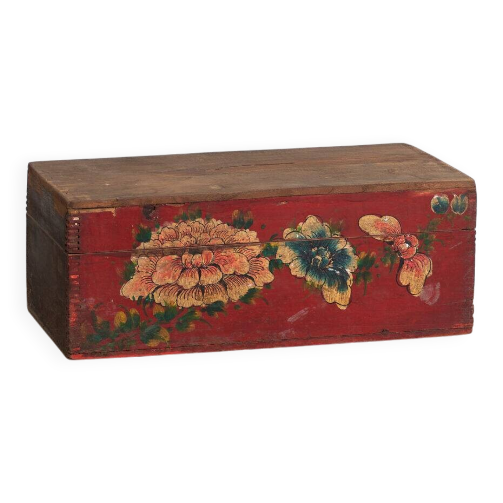 Antique red box with floral patterns (circa 1900) #34