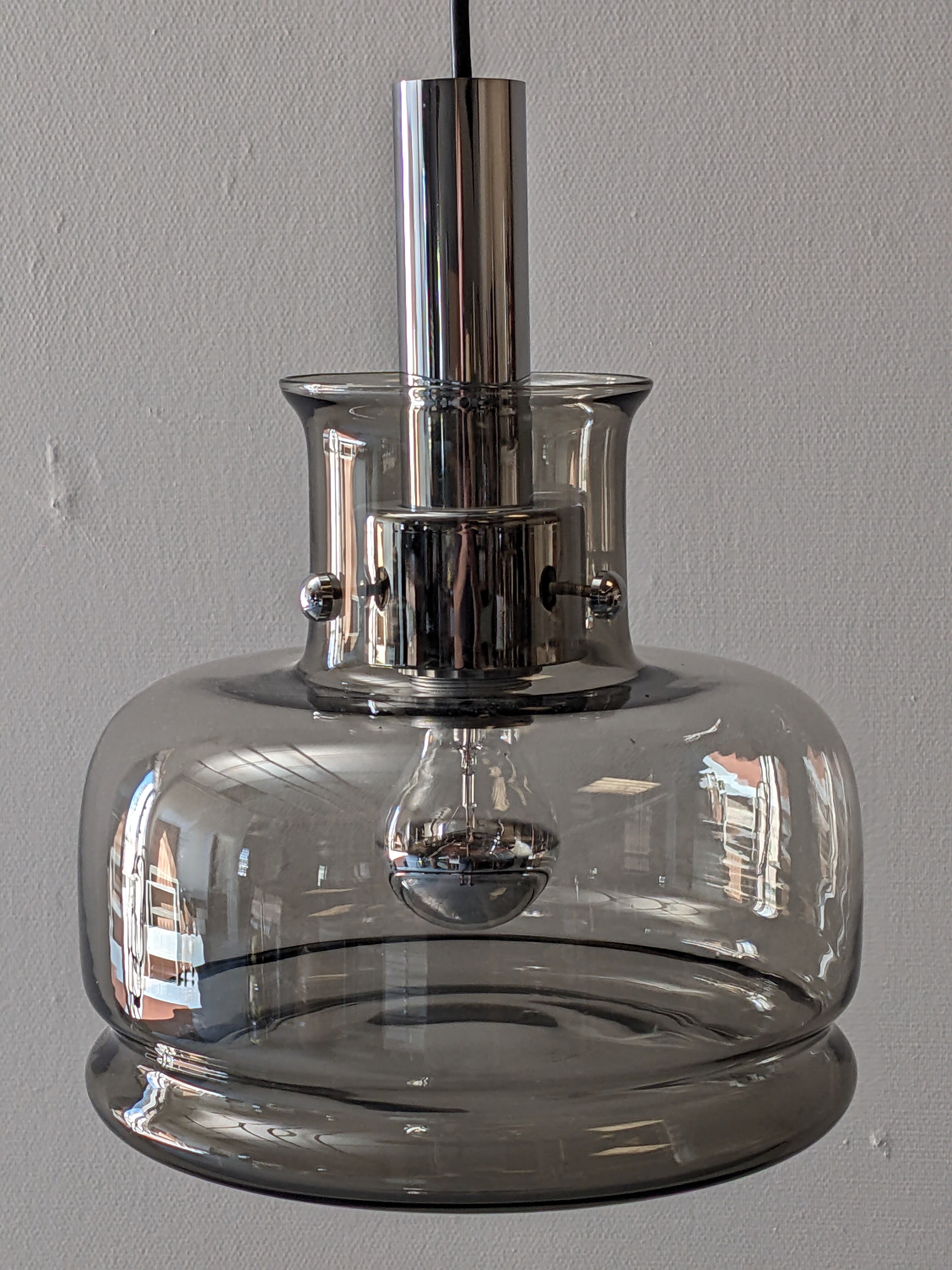 Smoked glass suspension from the 60s/70s by Limburg