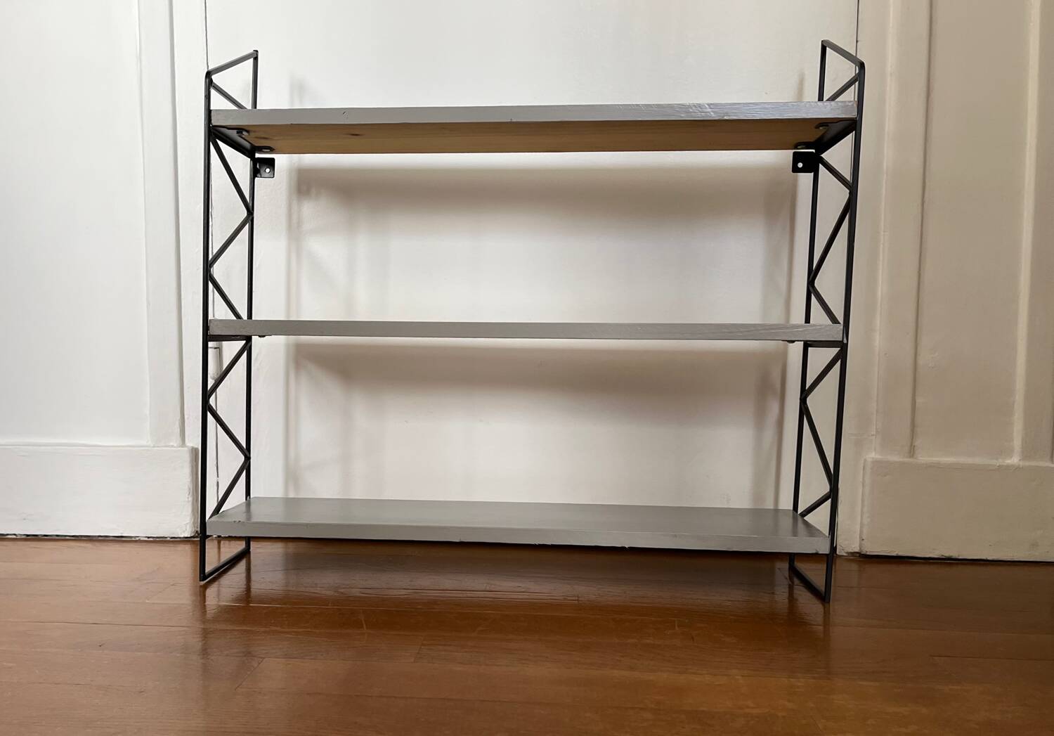 Vintage wood and metal shelf