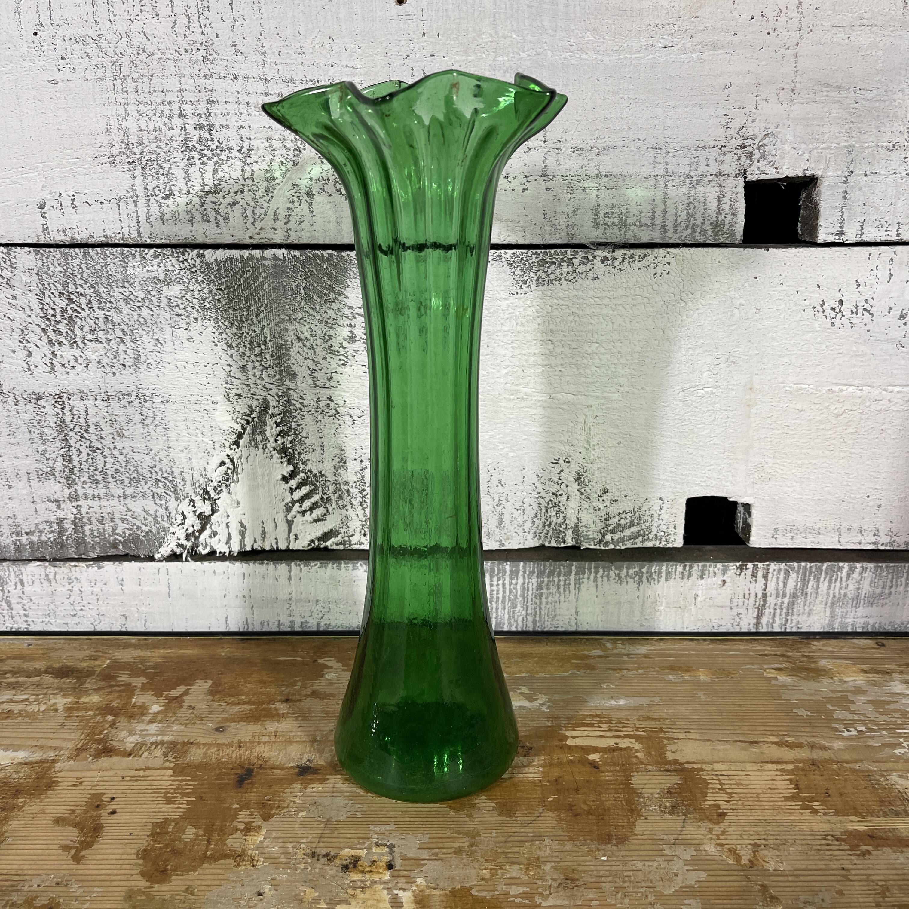 Green glass vase
