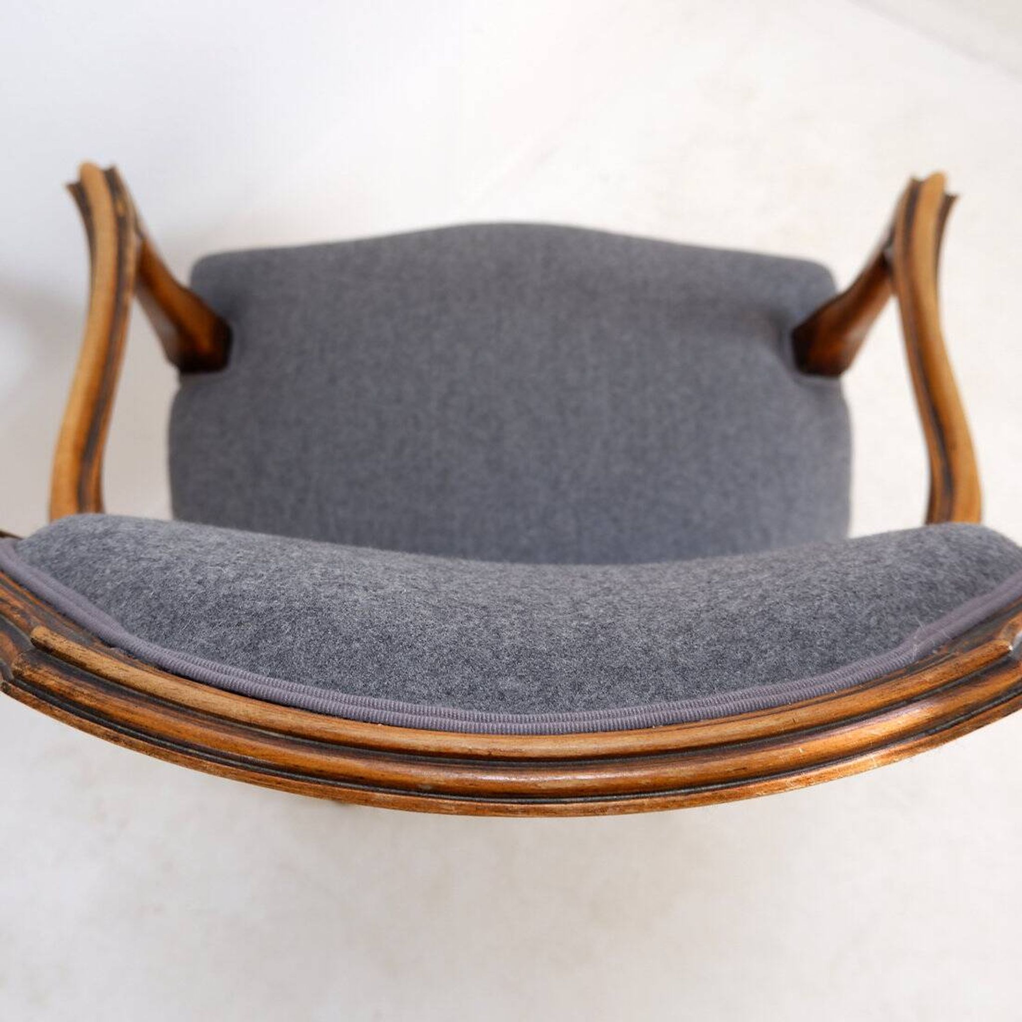 Louis XV style armchair - mouse gray felt fabric