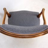 Louis XV style armchair - mouse gray felt fabric