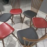 Suite of 6 chairs by Bistrot Baumann model Menuet 1970s