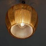 Scandinavian glass and teak pendant lamp