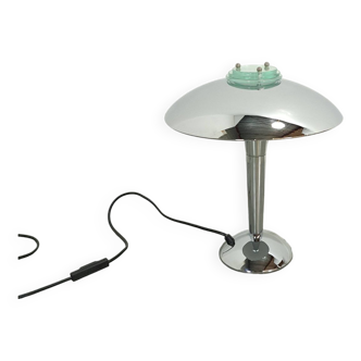 Lampe chromée avec détails en verre, lampe tafel