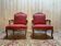 Paire de fauteuils cabriolets de style Louis XVI soie Rouge