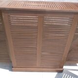 Foldable teak bar and two bar stools