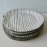 Set of 6 flat ceramic plates, free form, 50s