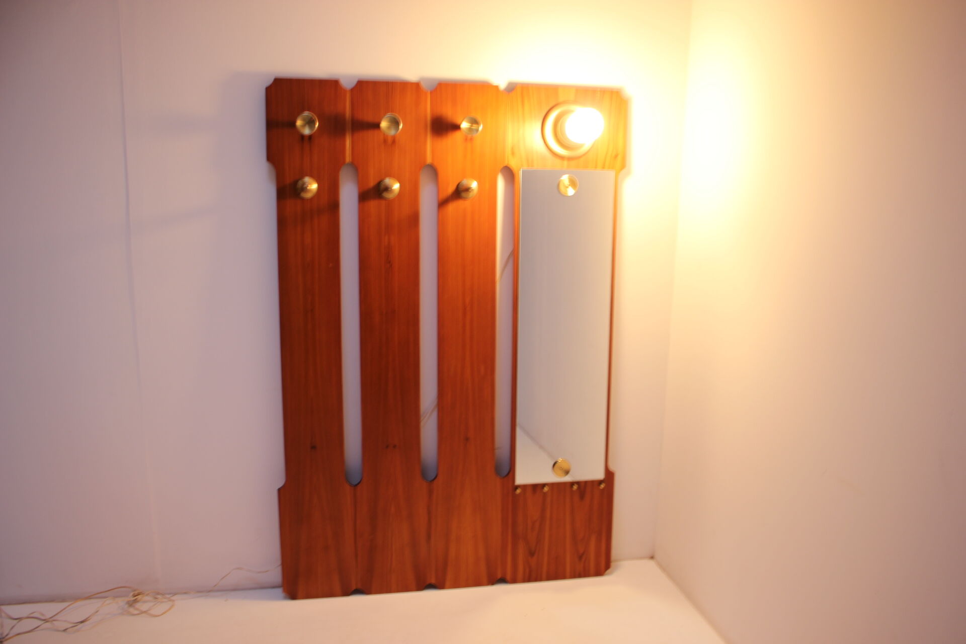 Wall coat rack with lighting Czechoslovakia 1960s