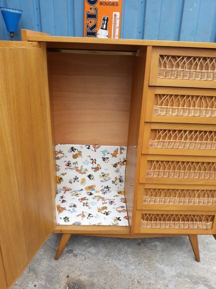 Convenient wardrobe in vintage rattan
