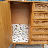 Armoire penderie commode en rotin vintage