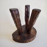 Pair of wooden tripod stools