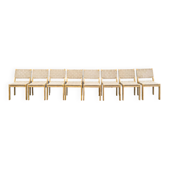 Sedie da pranzo modello 611 di Alvar Aalto pour Artek, années '70, lot de 8