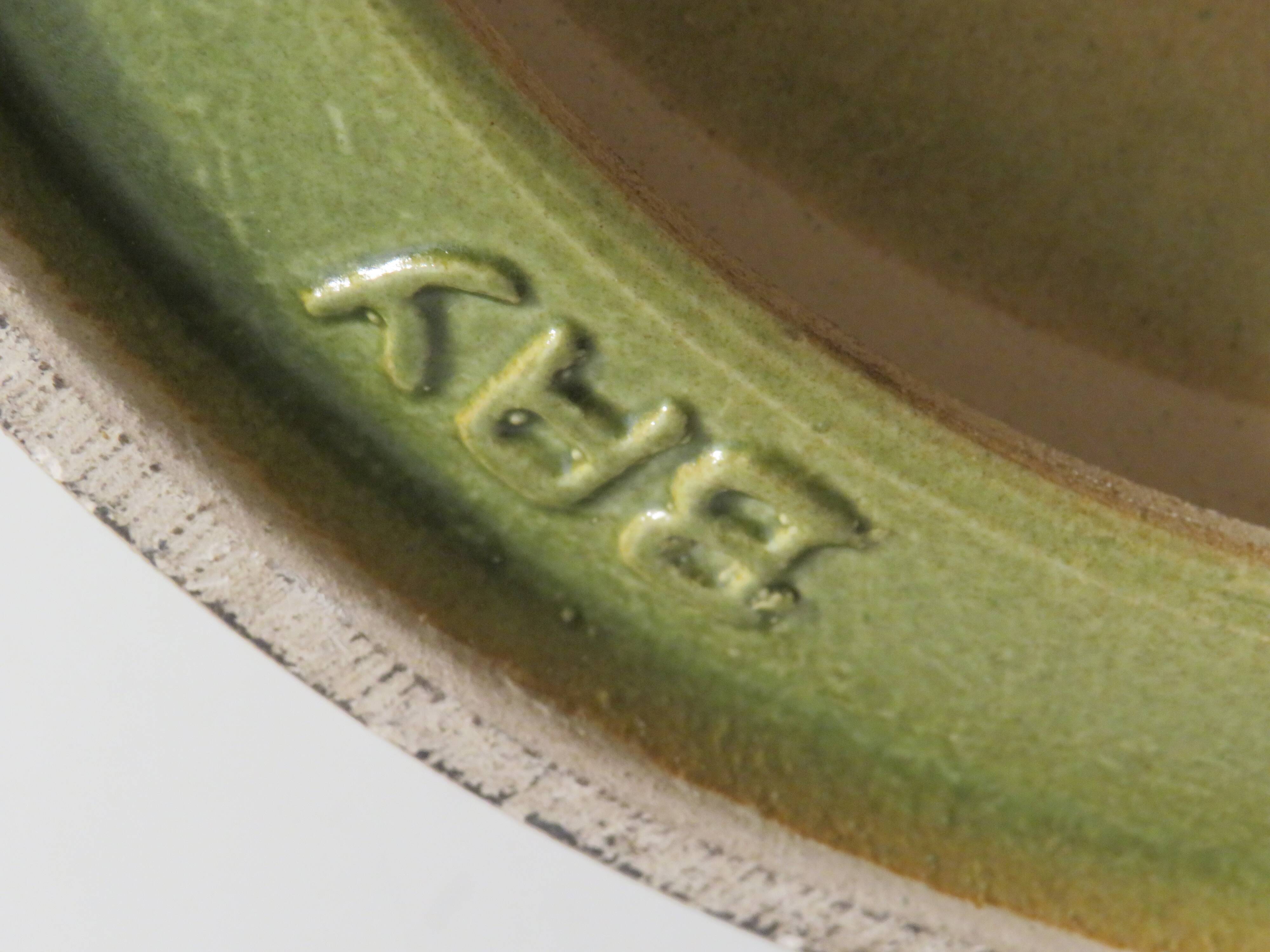 Ceramic table lamp from Bay, West Germany 1960 with handcrafted lampshade