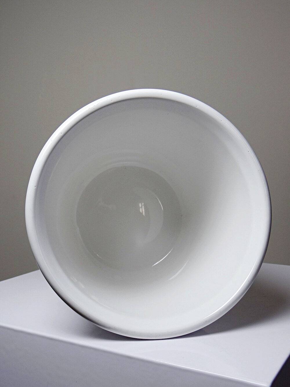 Decorative cache-pot in white faience, vintage shabby chic from Bassano, Italy.