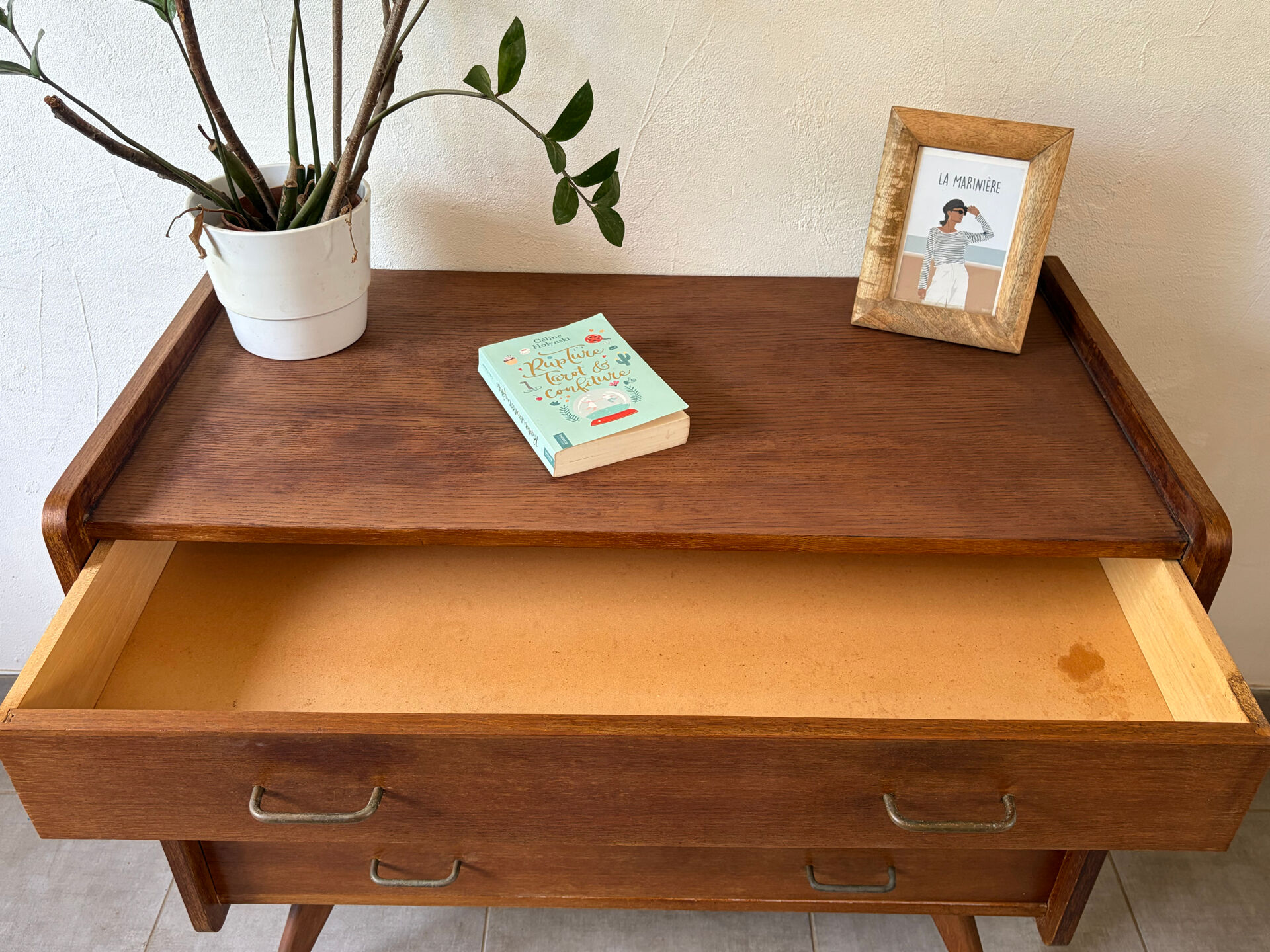 Vintage oak commode from the 1960s.