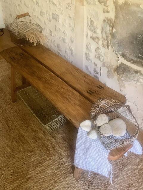 Antique wooden farm bench