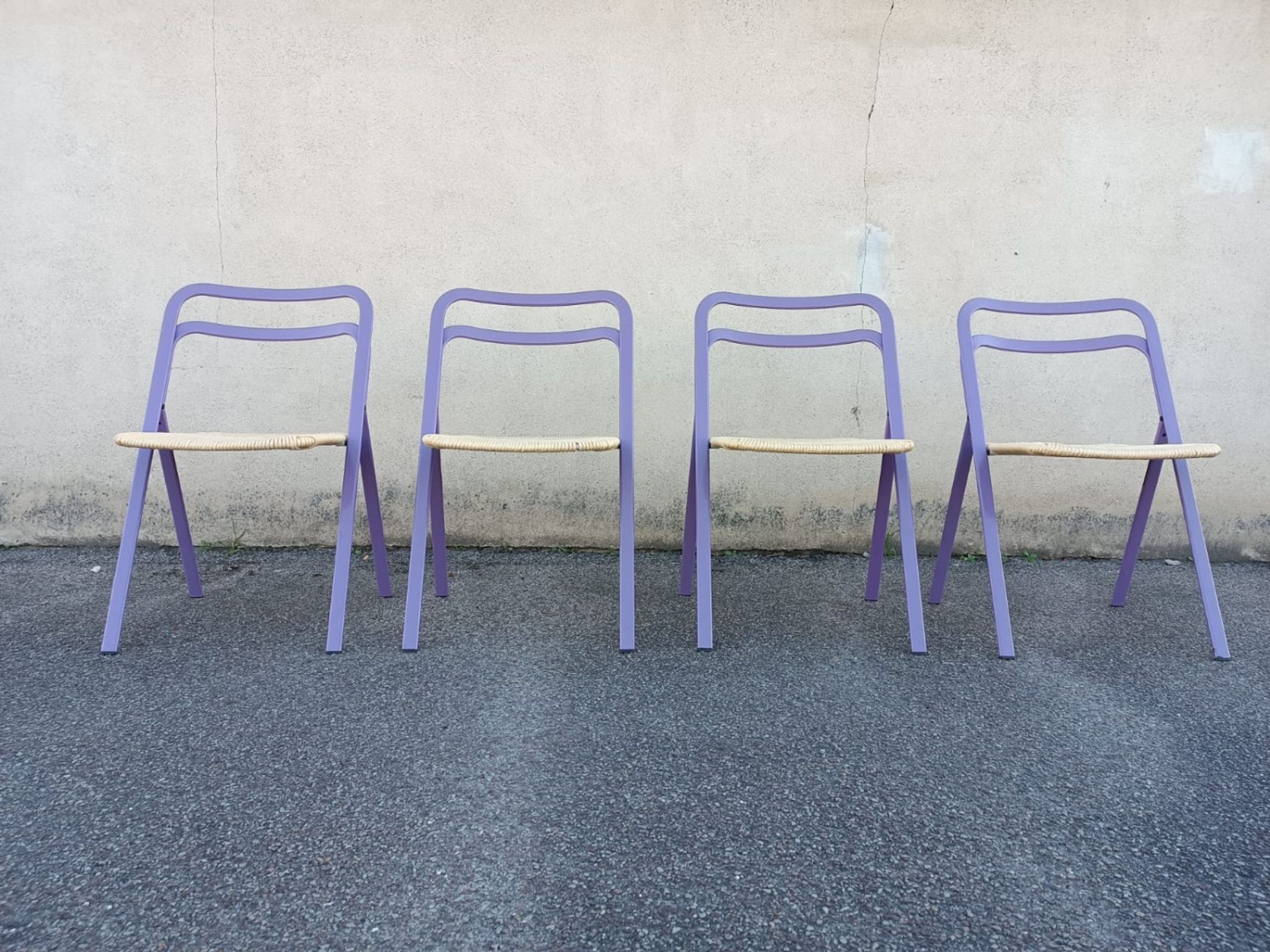 Set of 4 vintage Italian folding chairs by Giorgio Cattelan for Cidue, 1970s