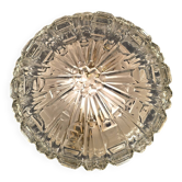 Plafonnier rond vintage XL en verre moulé