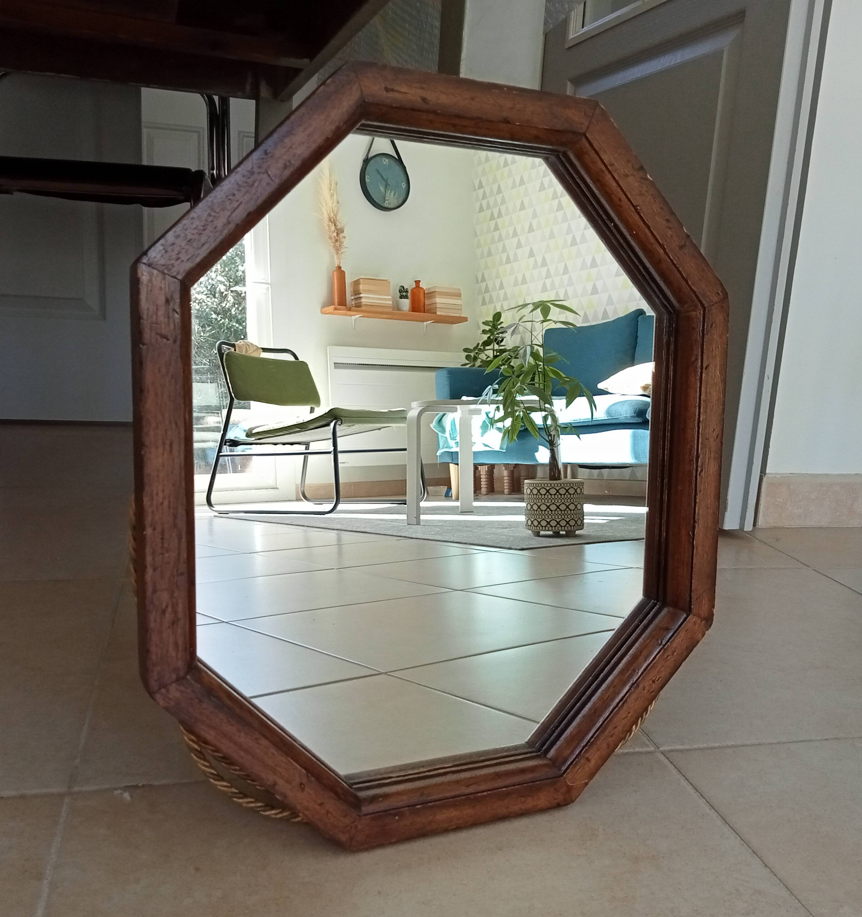 Vintage Italian octagonal mirror from the 70s 47*40cm