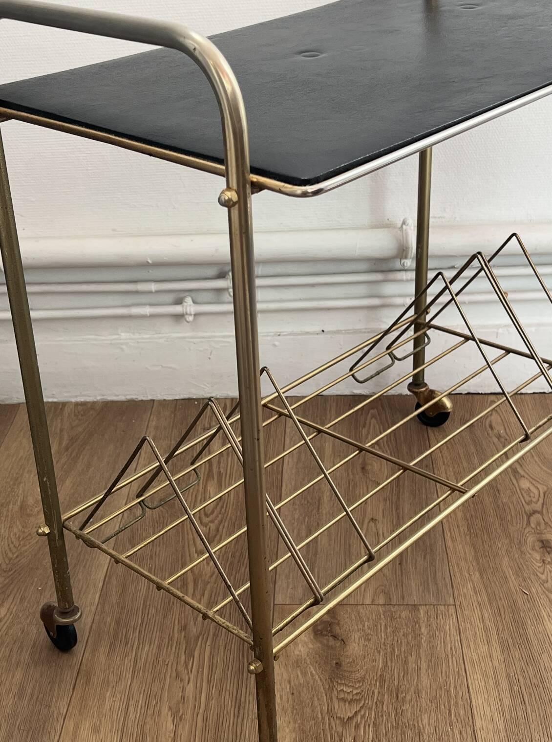 Vintage serving cart on wheels