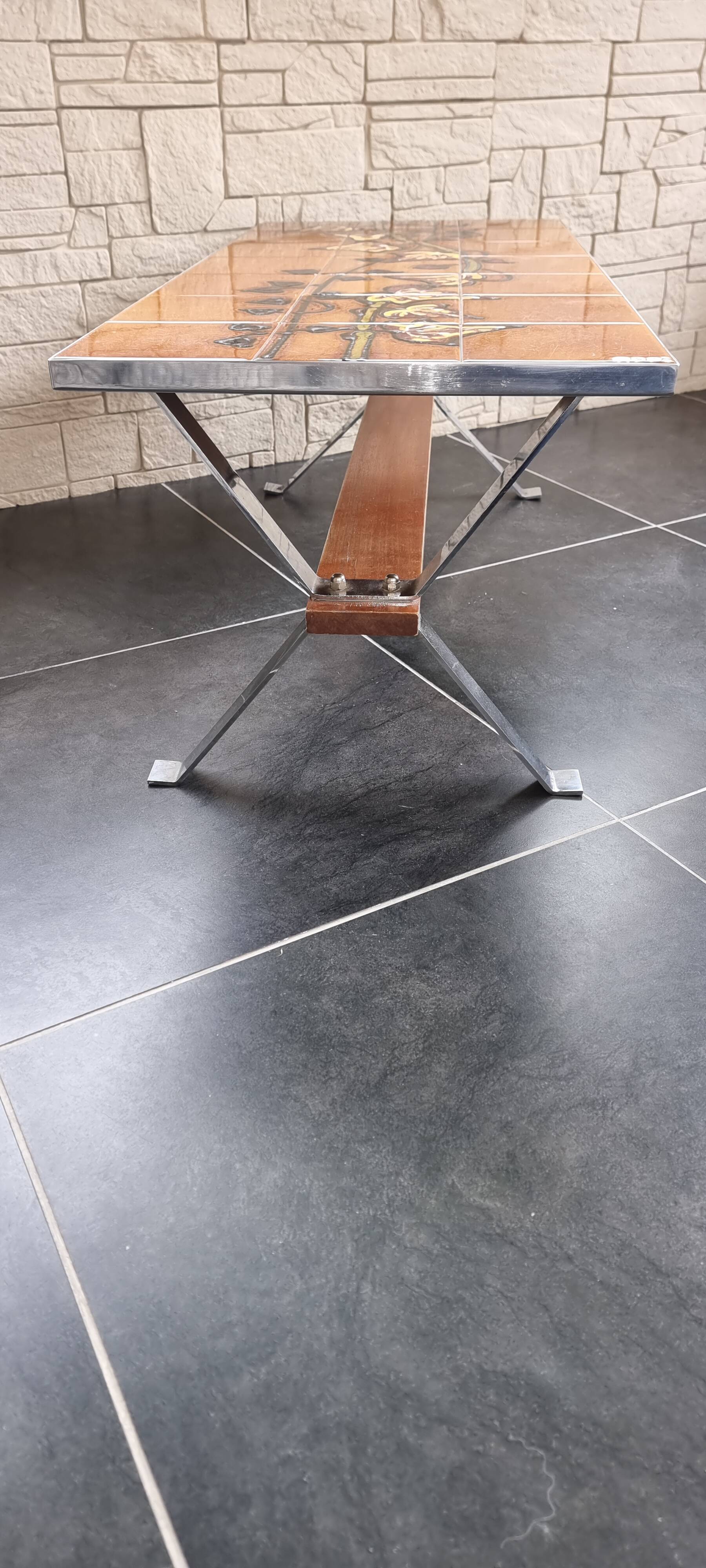 Ceramic tile coffee table signed ADRI 1970