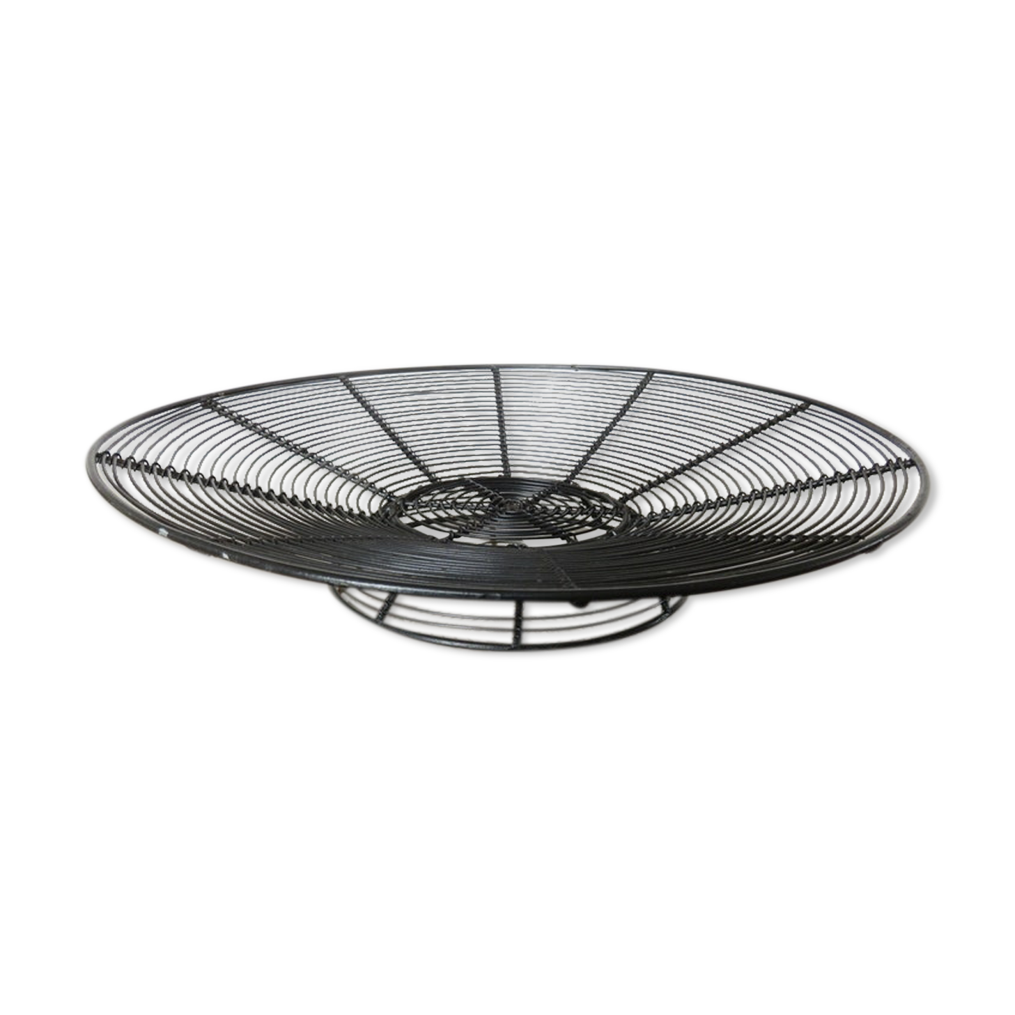 Modernist fruit basket, minimalist in black lacquered metal 1960